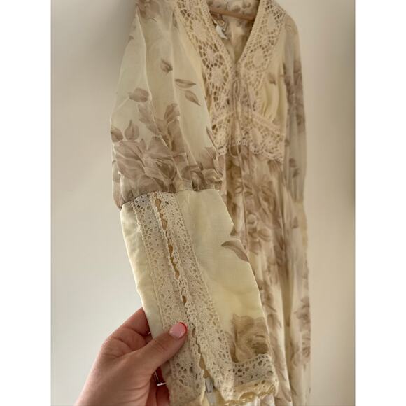 Gunne Sax Vintage 1970's Cottagecore Floral Crochet Boho Maxi Dress - Picture 6 of 14